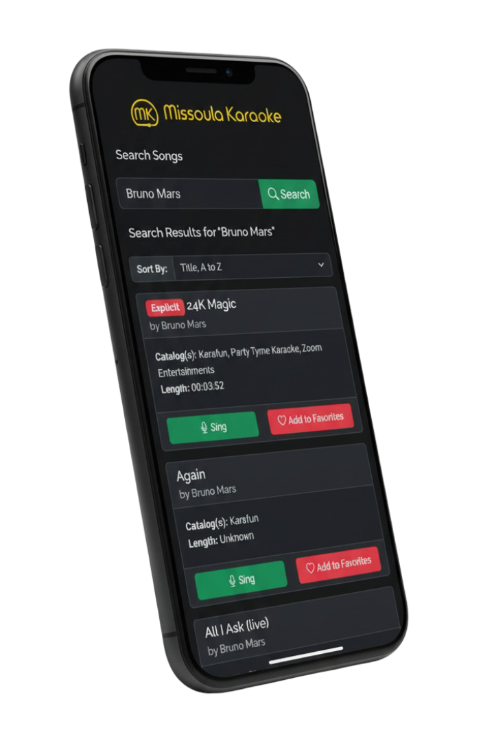 Missoula Karaoke Sing Platform - Search